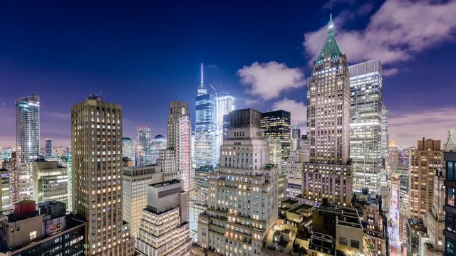New York City Lower Manhattan Financial District skyline time lapse.