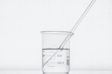 Laboratory equipment. Beaker in the laboratory.