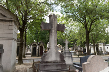 Illustration of the cemetery Pere Lachaise in Paris, France..