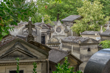 Illustration of the cemetery Pere Lachaise in Paris, France..