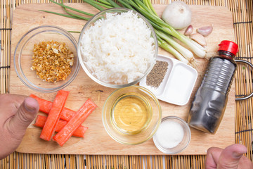 Ingredient of garlic fried rice