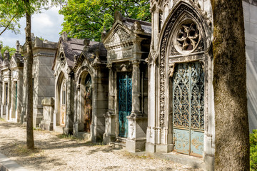 Illustration of the cemetery Pere Lachaise in Paris, France..