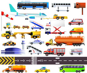 Airport equipment set. Vector icons, isolated