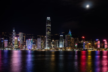 Obraz premium Hong Kong Central Harbor view by night