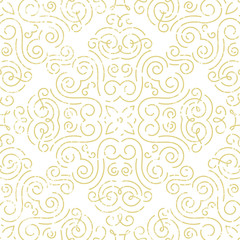 Seamless vintage wallpaper. Abstract gold background.