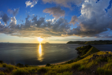 Sunset from the hill at Seraya Island, Flores, East Nusa Tenggara, Indonesia.