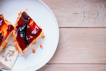 Pieces of cake and metal paddle