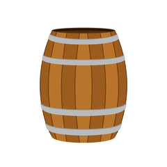 Wooden barrel for wine, beer, rum, cognac, alcohol. Flat style.
