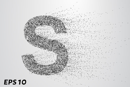 Letter S from the particles. The letter S consists of circles and points. Vector illustration