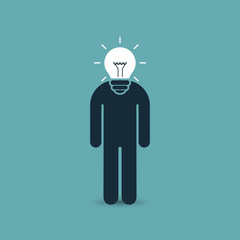 Unique leader man with idea business concept. Vector illustration.