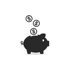 Piggy bank saving money icon. Vector isolated illustration.