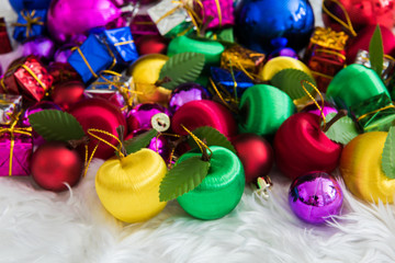 Christmas border with traditional decorations