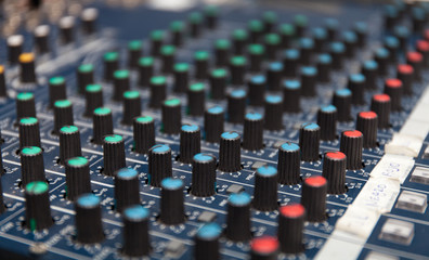 Colorful sound mixer. Texture design. amplifier equipment