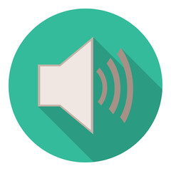 Audio Speaker Volume long shadow flat icon.