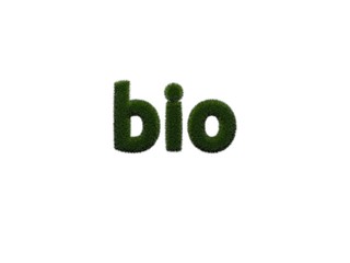 Bio. Grass inscription on white background. Isolated digital illustration. 3d rendering