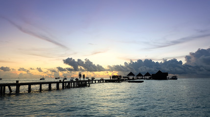 Fototapeta na wymiar Sunset on the beach with beautiful sky background.