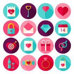 Valentine Day Love Flat Icons