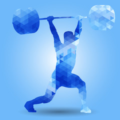 Illustration weightlifter with barbell Clean & Jerk triangle