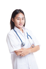 Portrait of Asian female doctor  folded arms and smile.