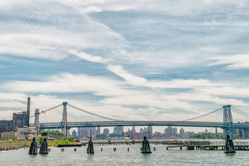 Fototapeta premium Uptown Manhattan skyline New York. Splittoned image.