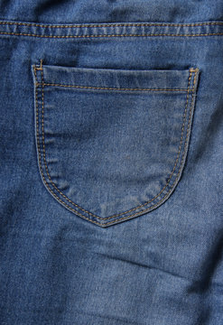 Back pocket of blue jeans