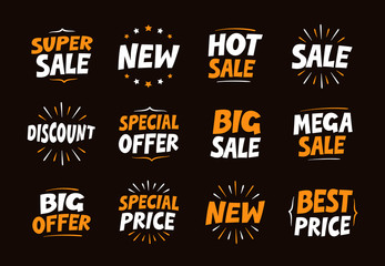 Vector set colorful labels for sale, shopping and promotion. Business collection icons