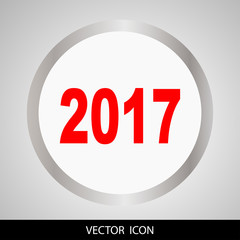 Red 2017 symbol, icons or button isolated on white background