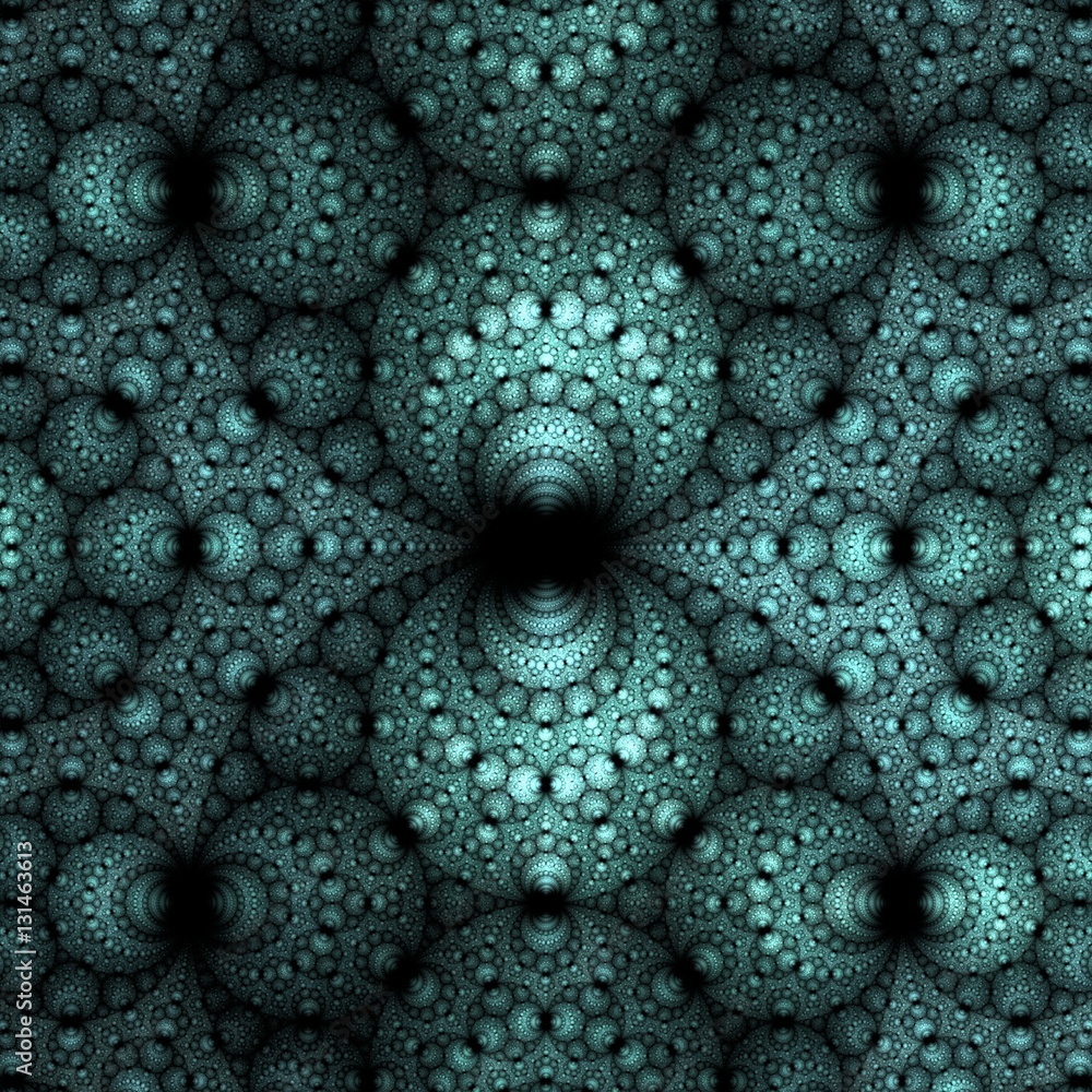 Aufkleber abstract blue spherical fractal computer generated image
