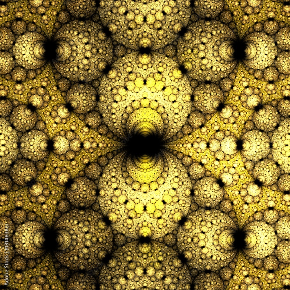Aufkleber abstract yellow spherical fractal computer generated image