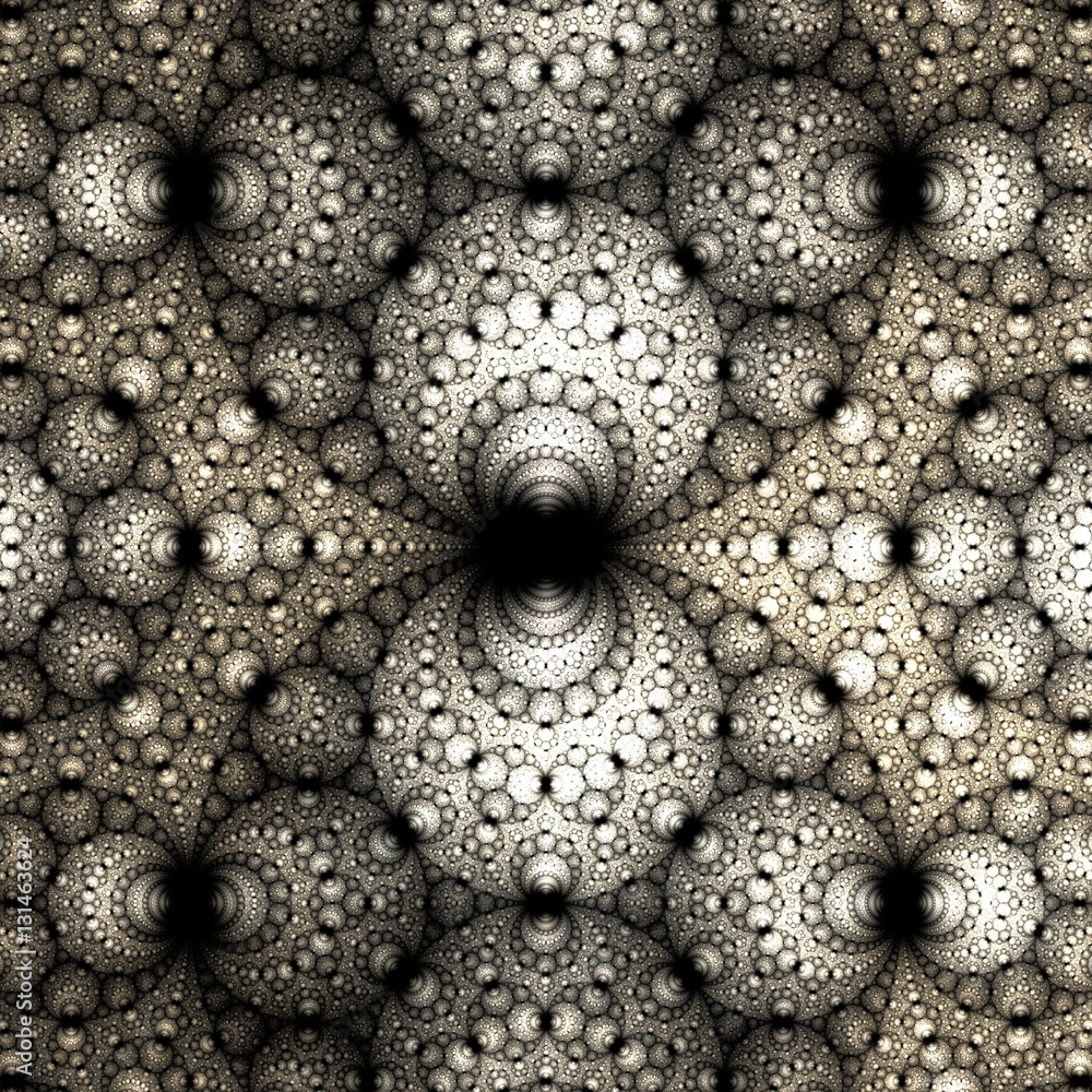 Poster abstract grey spherical fractal computer generated image