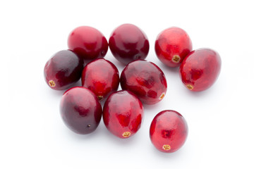 Cranberries top view. Red, ripe cranberries macro view.