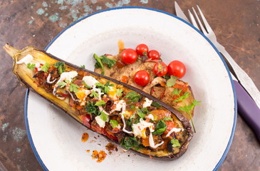 stuffed eggplant on a plate