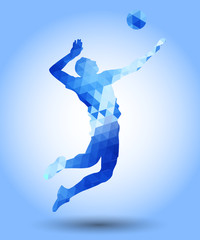 Illustration of abstract triangle volleyball player silhouette