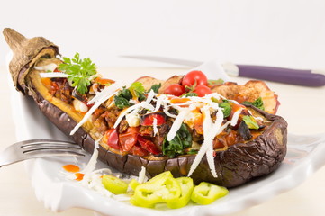 stuffed eggplant on a plate