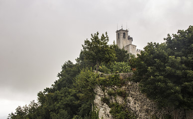 Guaita fortress bell tower in San Marino on Mount Titano 