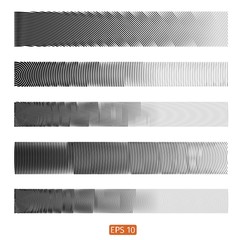 Set design element. Vector illustration. Line halftone pattern with gradient effect. Template for backgrounds and stylized textures.