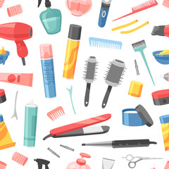 Hairdresser seamless pattern vector.