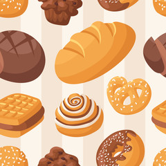 Bakery seamless pattern vector.