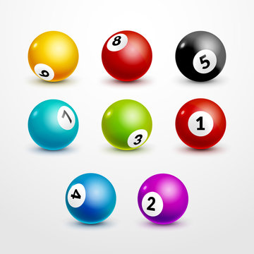 Bingo lottery balls set numbers background. Lottery game balls. Lotto winner