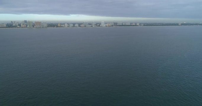 Aerial hyperlapse approach to Fort Lauderdale Baech FL