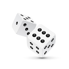 Dice vector design isolated on white. Two dice casino gambling template concept. Casino background