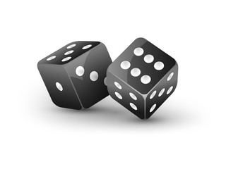 Dice vector design isolated on white. Two dice casino gambling template concept. Casino background