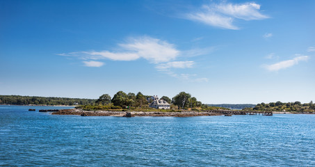 Fototapeta na wymiar Tiny House Island in Casco Bay, Portland, Maine