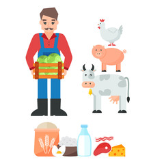 Naklejka premium Organic farm vector illustration.