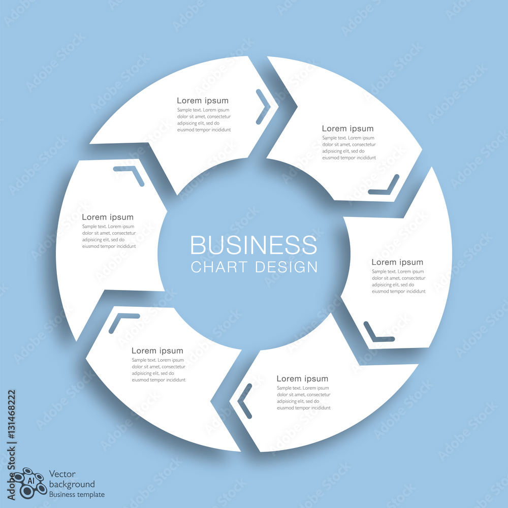 Wall mural Business Chart Design 6-Step #Vector Graphic