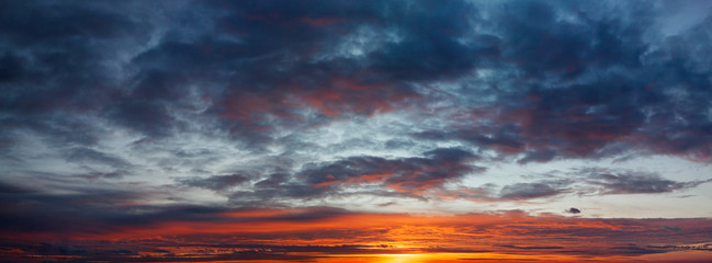 Panoramic sunset and clouds