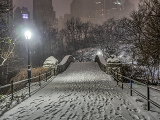 Gapstow bridge Central Park, New York City at night