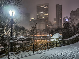 Gapstow bridge Central Park, New York City at night