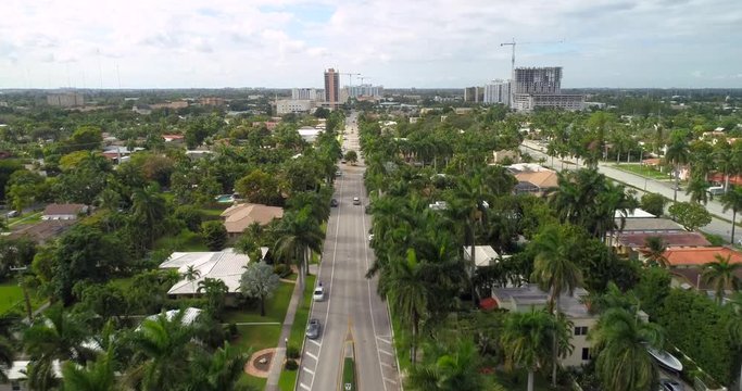 Low Aerial Shot Of A Residential Neighborhood