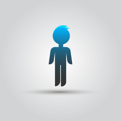 Icon blue stick figure man male